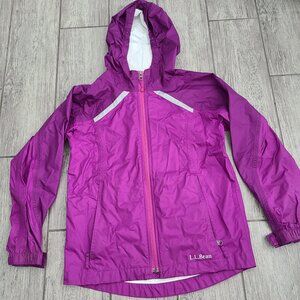L.L.Bean Girls Purple Sparkle Hooded TEK Windbreaker Jacket Size 8